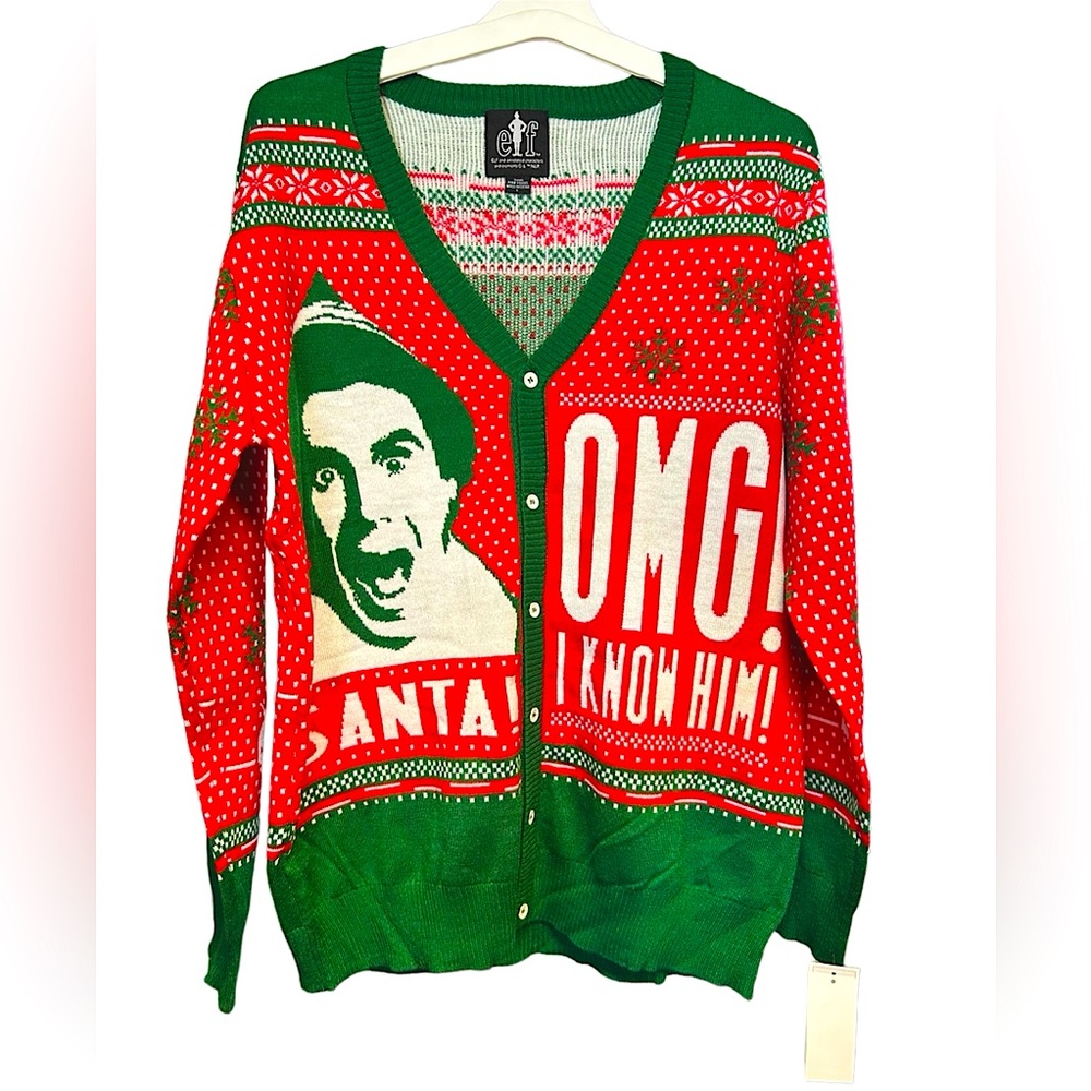 NWT Buddy the Elf “OMG SANTA I KNOW HIM” Christmas Cardigan